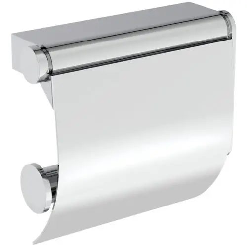 Papierrollenhalter aus Chrom von Ideal Standard, Wandmontage mit Deckel. Das Design ermöglicht eine einfache Handhabung und bietet Schutz für die Rolle.